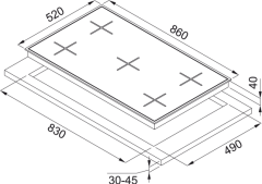 OCAK GLASS LINEAR SQUARE FHNS 905 4G TC WH C BEYAZ CAM