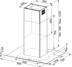 DAVLUMBAZ GLASS LINEAR ISOLA FGL 915 I BK / XS INOX VE SIYAH CAM ADA